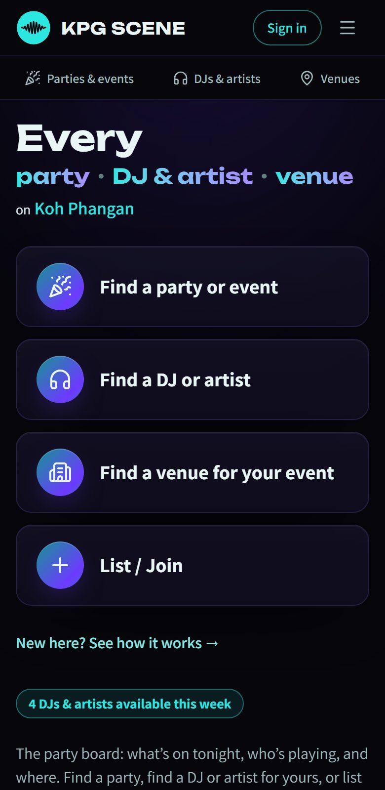 KPG Scene on mobile, home
